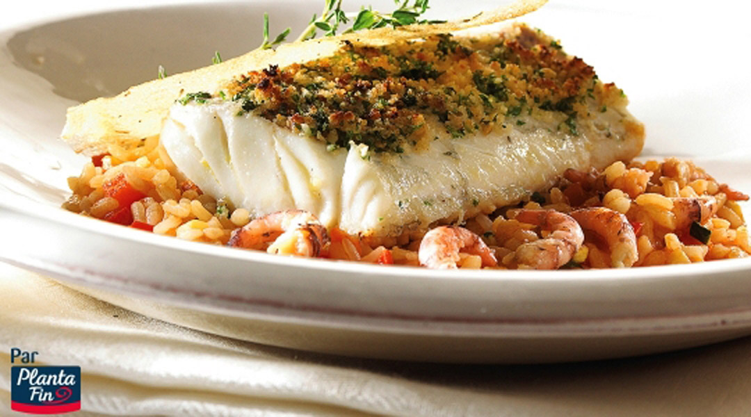Cabillaud en croûte et risotto