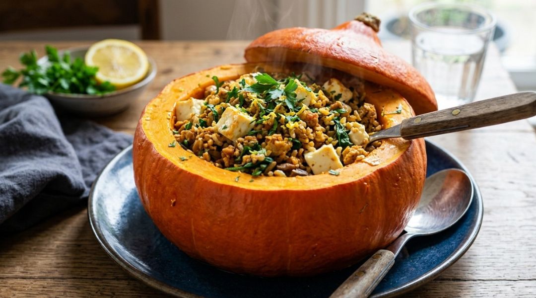 Steamed Pumpkin with Greek Chicken